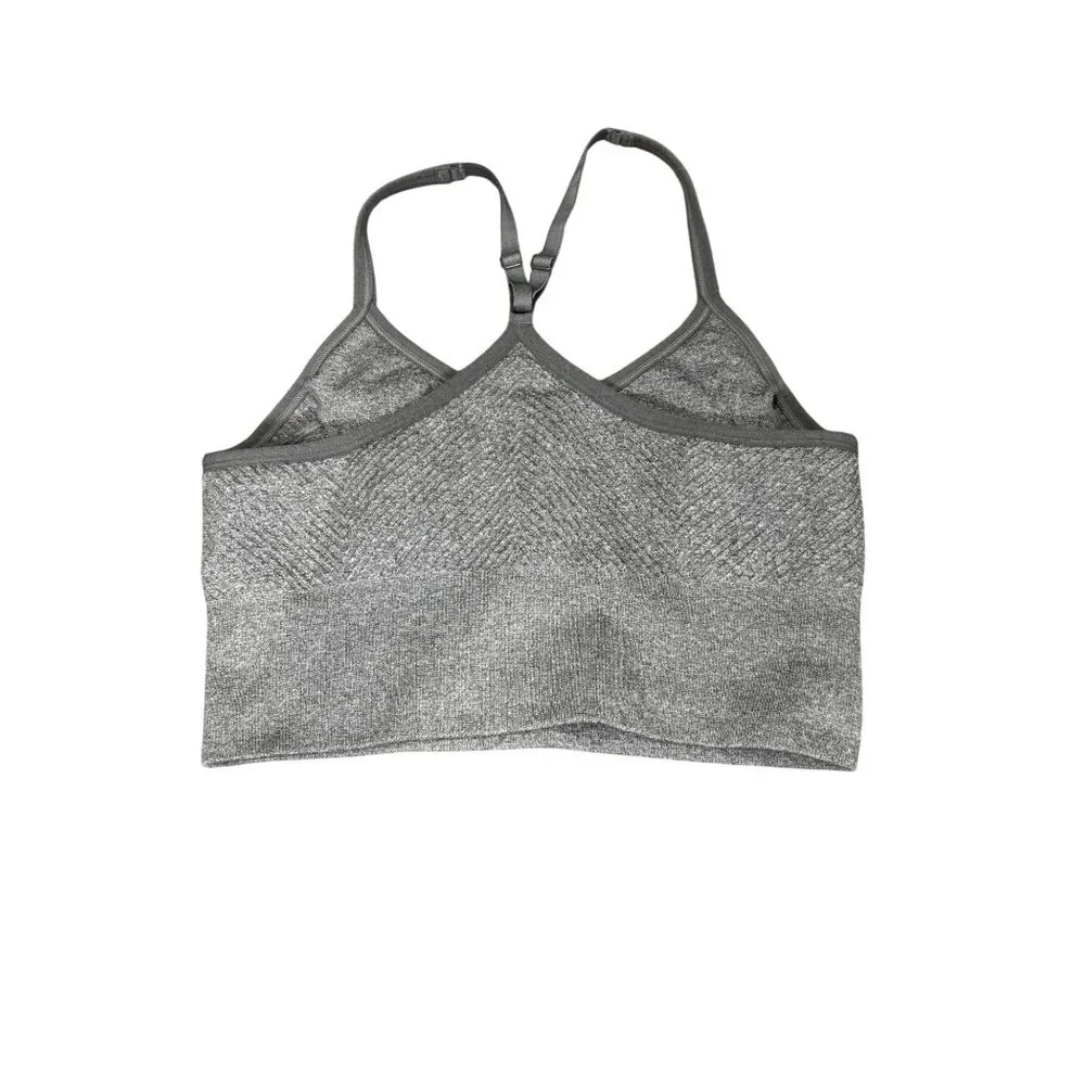 Seamless Gray Racerback Sports Bra Adjustable Straps M  Activewear Or Casual Use